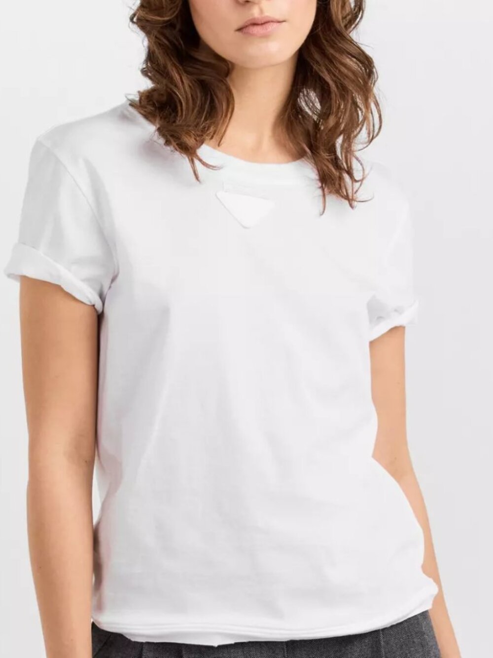 Prada Shapeable Cotton T-Shirt  color white size medium